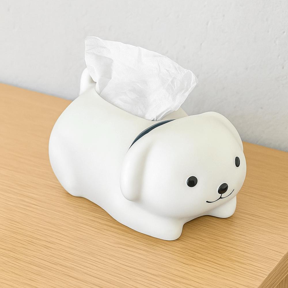 Figure Model Little Dog Tissue Storage Box Anti Drop Little White Dog Model Toy Birthday Gift