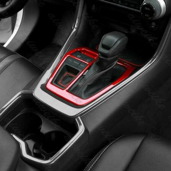 For Toyota RAV4 2019-2024 ABS Red Interior Gear Shift Box Decor Panel Cover Trim