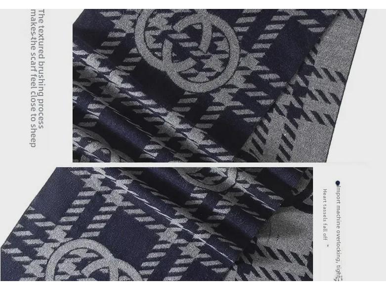 2024 Men's Brushed Imitation Cashmere Scarf - British Style, Business Casual, Autumn/Winter Accessory