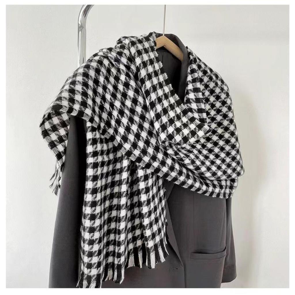 Tausend-Vogel-Gitter, Schal, Damen, Dick, Winddicht, Kältefest, Warm, Nackenschutz, Stola, Strickschal