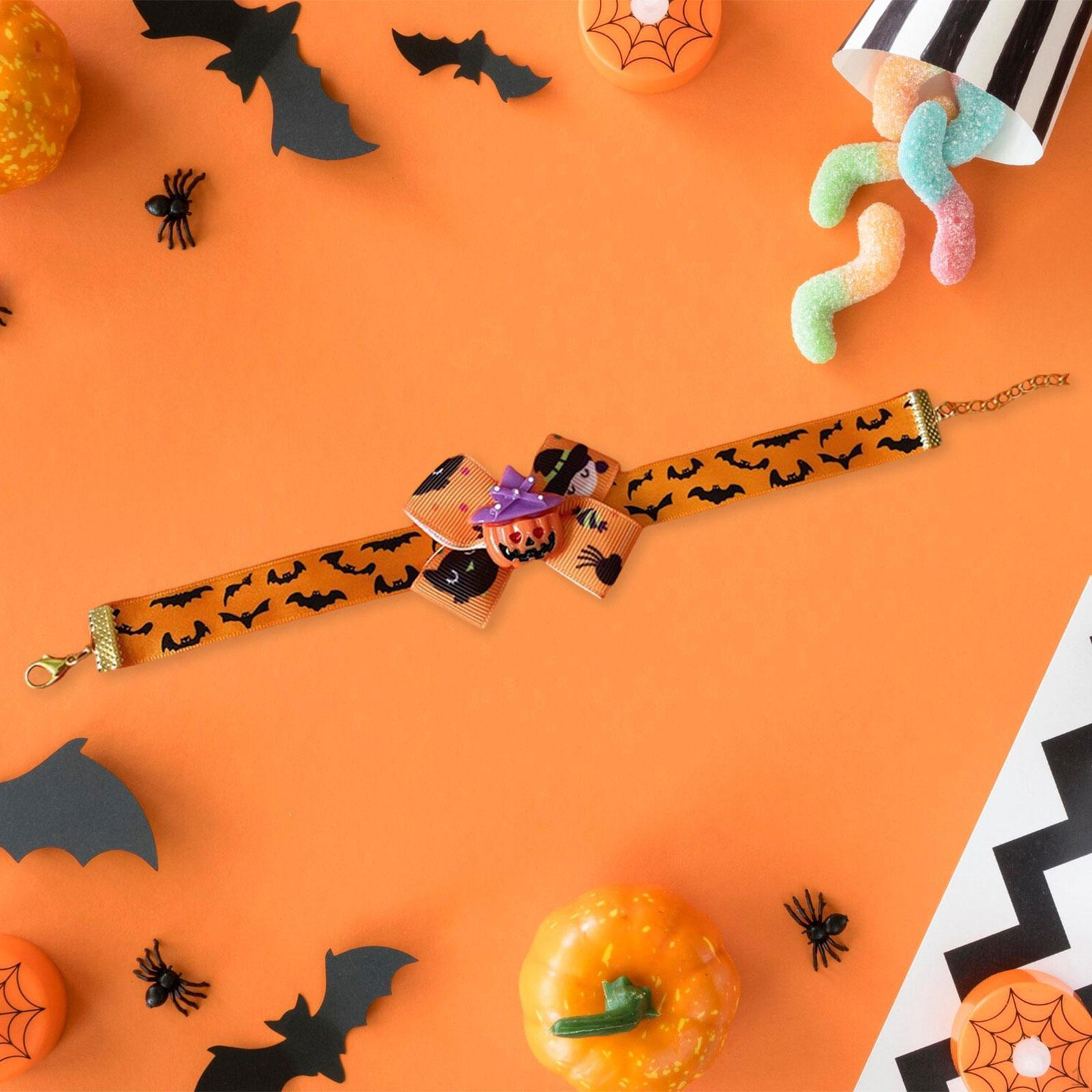 

Dog Collar Adjustable Pet Cat Soft Lovely Dress up Bow Tie Holiday Neckwear for L_Orange Bat