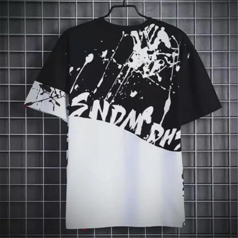 Men's Trendy Ink-Splashed Korean Style Loose Short-Sleeved T-Shirt
