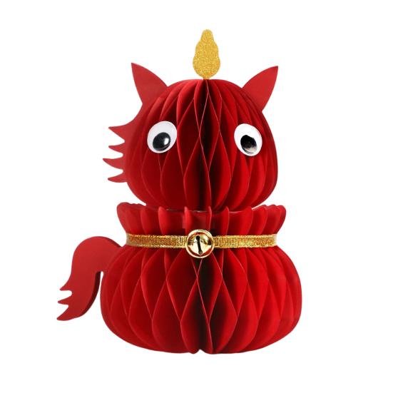 Chinesisches Neujahr Pferdefigur Ausziehbarer Waben-Tierkreis Pferd Dekoration 3D Faltpapier Pferd Tischornament für Frühlingsfest Heimdeko