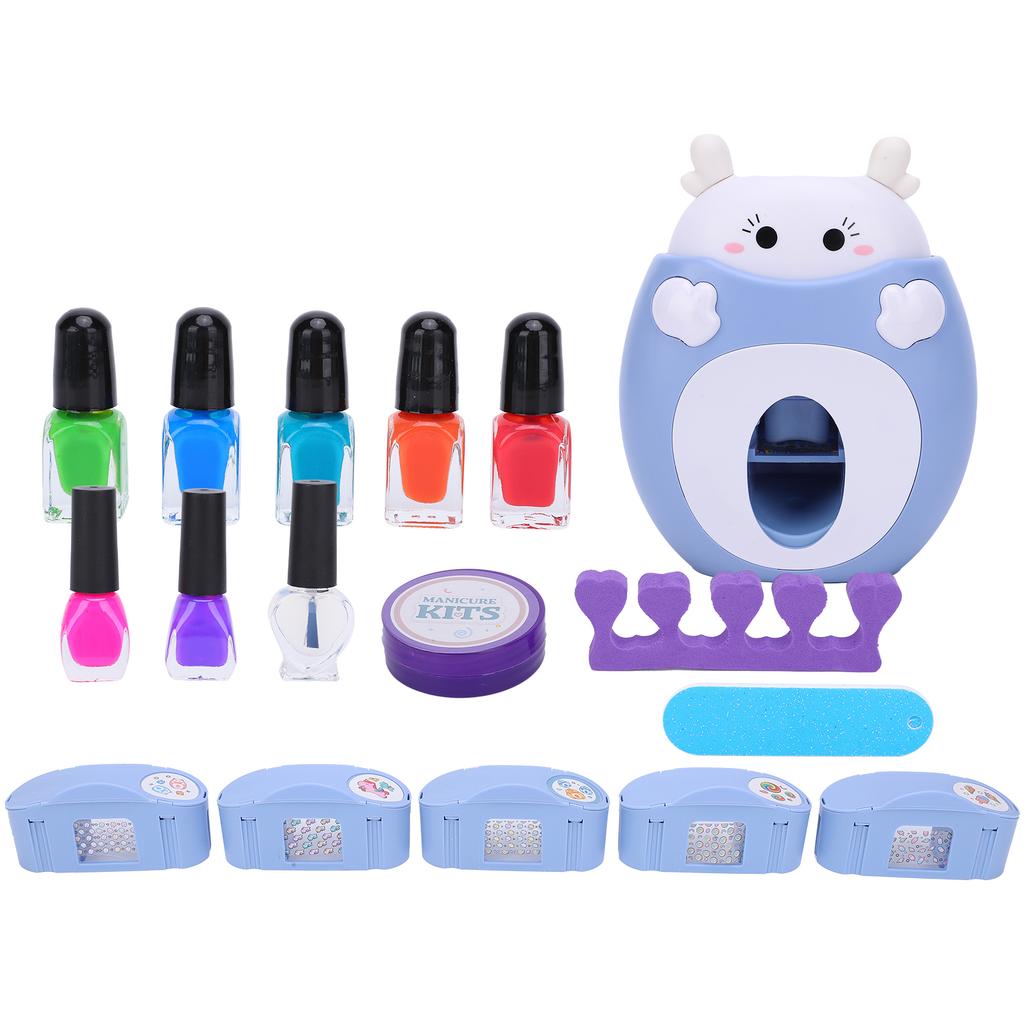 Předstíraná hra Dětská sada stroje na nehtové umění pro dívky Sada laku na nehty a razítkovací sady na nehty Manikúrní hračka Modrá