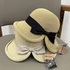 Quality Small Bow Bucket Hat Women's Summer Elegant Versatile Sunshade Straw Hat Vacation Sunscreen Basin Hat