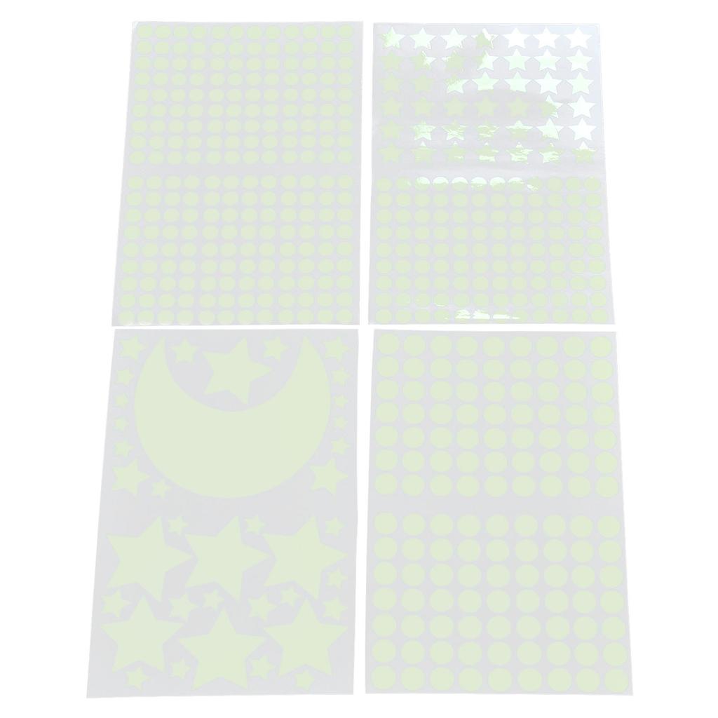 4Pcs Moon Star Wall Stickers Good Stickiness Warm Ambience Glowing Night Sky Sticker for Children"s