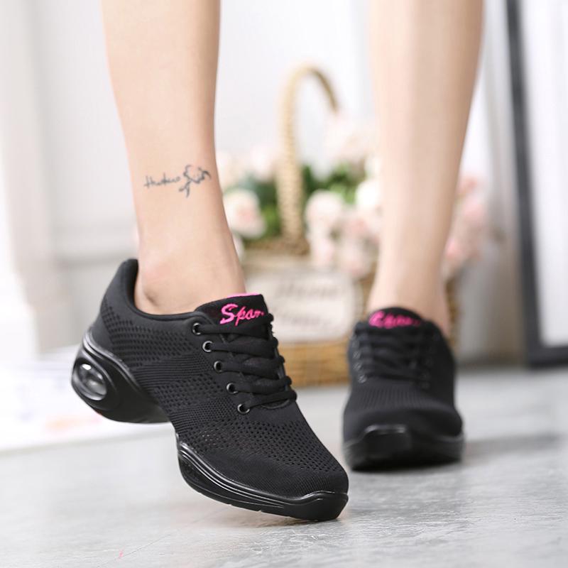Women Lightweight Profession Dance Shoes Breathable Modern Jazz Casual Sneakers Non Slip Mid Heel Jogging