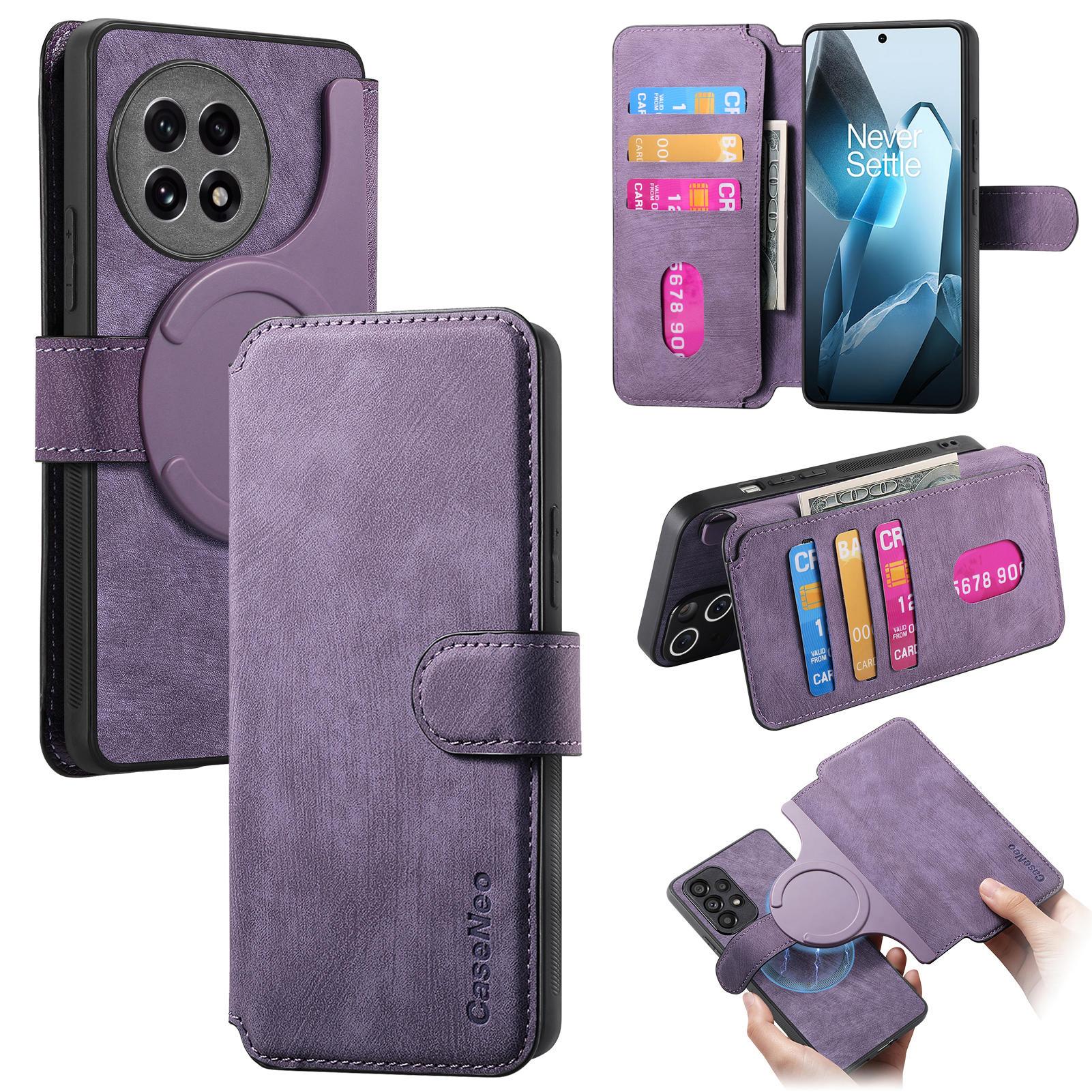 

Для OnePlus Ace 5 5G/Ace 5 Pro 5G/13R 5G Магнитный чехол CASENEO Съемная кожаная обложка-кошелек для телефона Purple