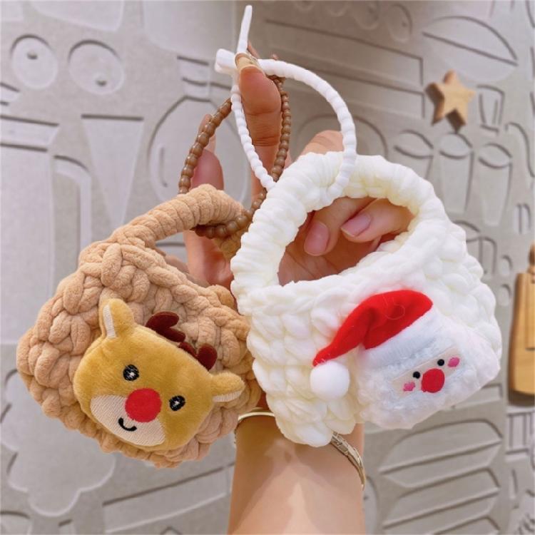 Christmas Plush Keychain Wallet Space Knit Earphone Bag Pendant Practical Holiday Accessory