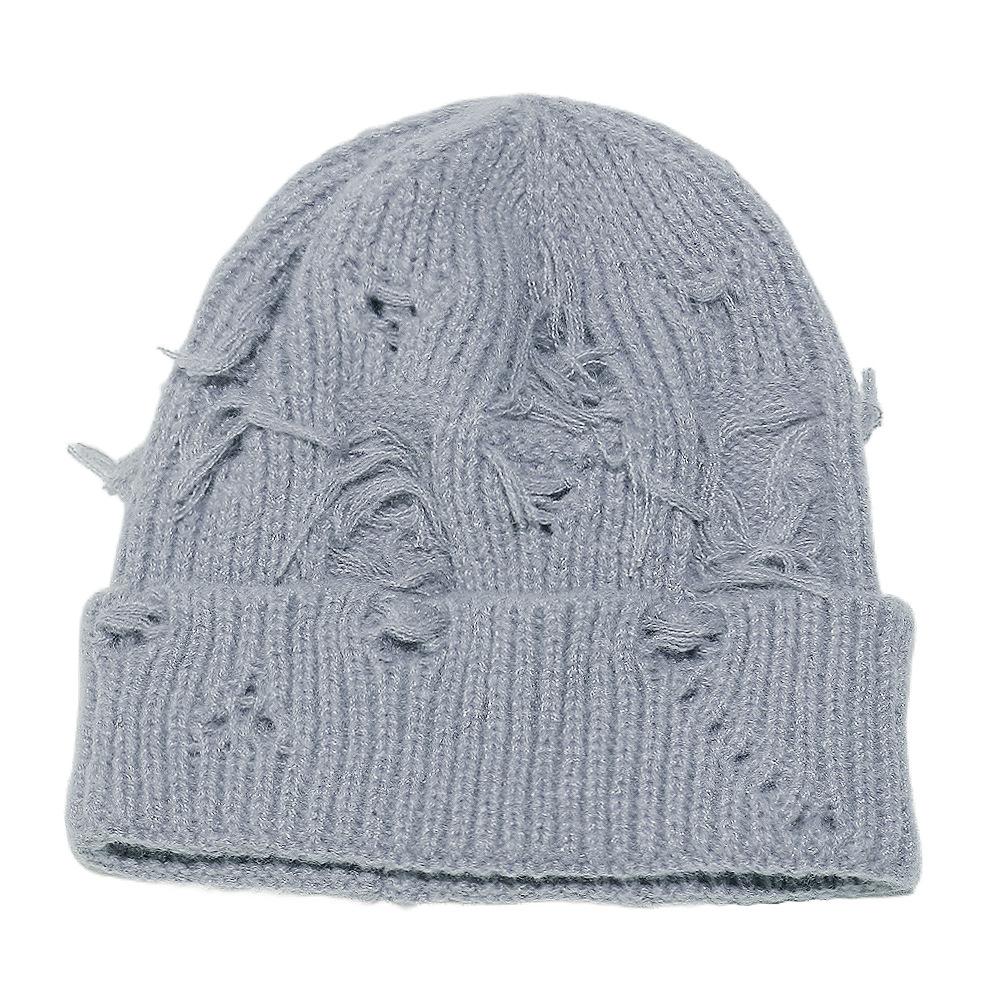 Winter niche old ripped wool hat female personality versatile knitted hat hip hop cold hat men and women