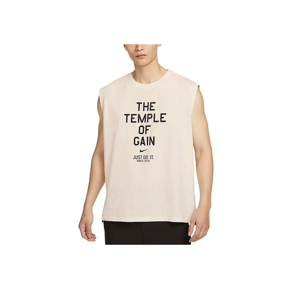 Nike Camiseta sin mangas de cuello redondo con logo para hombre tops Marfil claro HJ3688-110