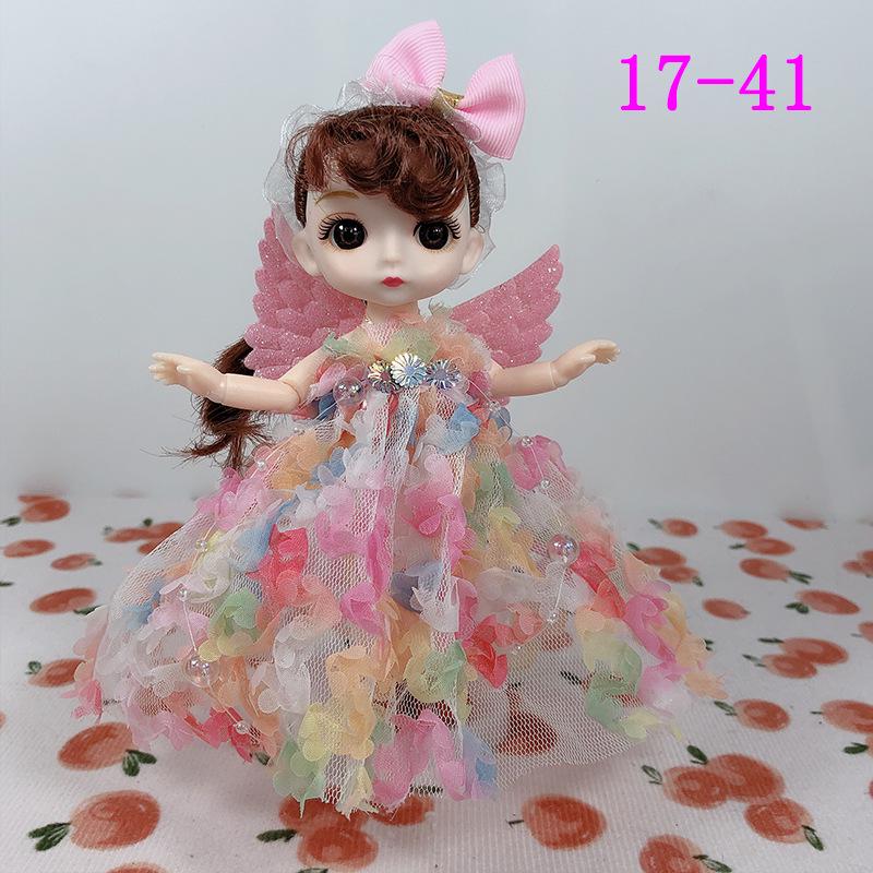 17cm 8-Point BJD Princess Doll with Denim Wedding Dress - 6-Inch Dress-Up Toy Set with Tops and Shorts