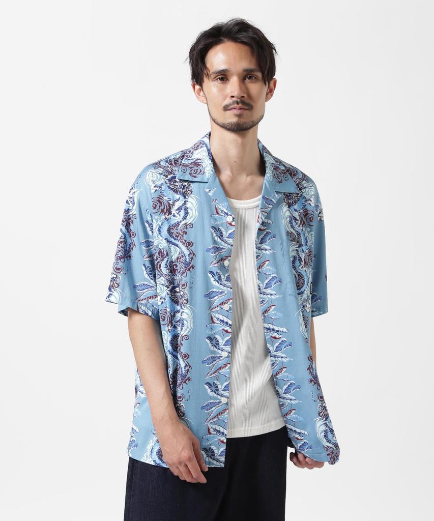 AVIREX Aloha Shirt Dragon Rise Size M Blue (WEB&DEPOT Exclusive) Men's (110cm) 783-5123024