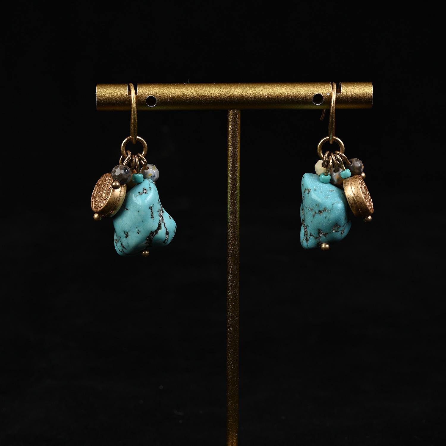 

Ожерелье на ключицу и браслет с бирюзой, набор серег высокого класса - нишевый дизайн