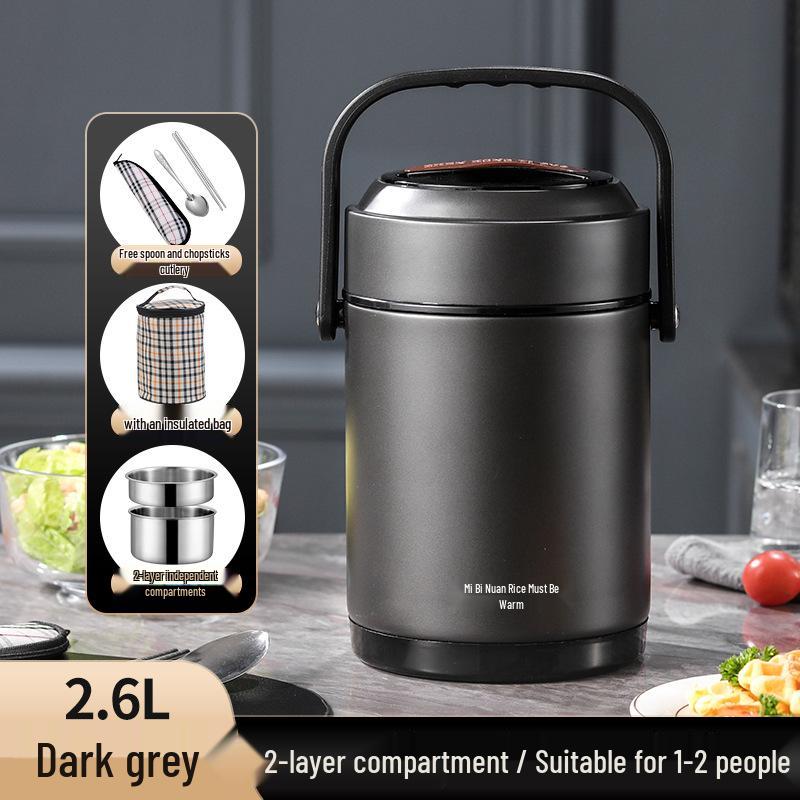 Winter Stainless Steel Insulated Multi-layer Lunch Box - Portable, Large Capacity, Keeps Food Hot for 24 Hours, Perfect for Home or Office.