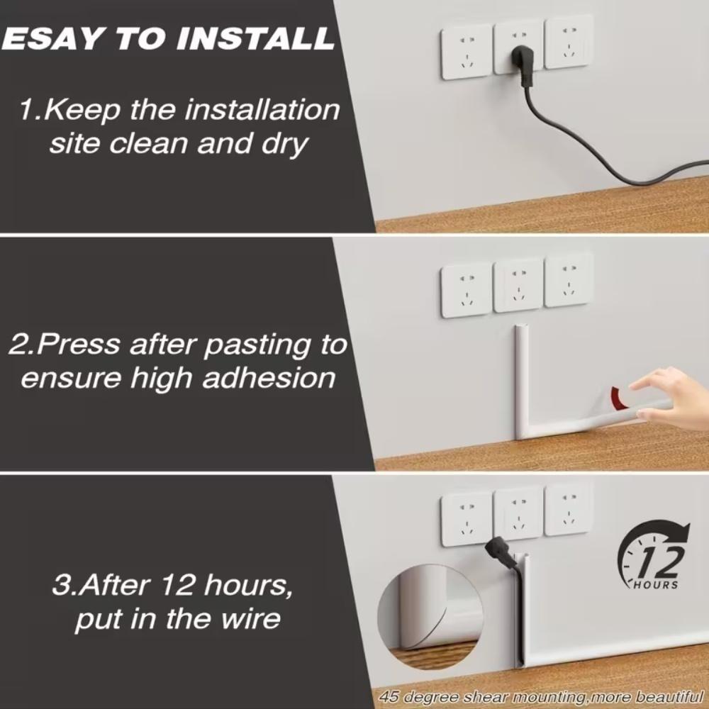 1PC 3/2/1meters Flexible Cord Management Channel,Invisible Decorative Wire Cover, Anti-Step Protector, Adhesive Cable Raceway