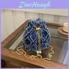 Denim Chain Shoulder Bag With Drawstring Closure For Daily Fashion Women