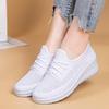 2024 Summer Net Shoes Women's Inner Elevation Shoes Breathable Mesh Surface Non-slip Soft Sole Comfortable Casual Shoes White Sports Shoes