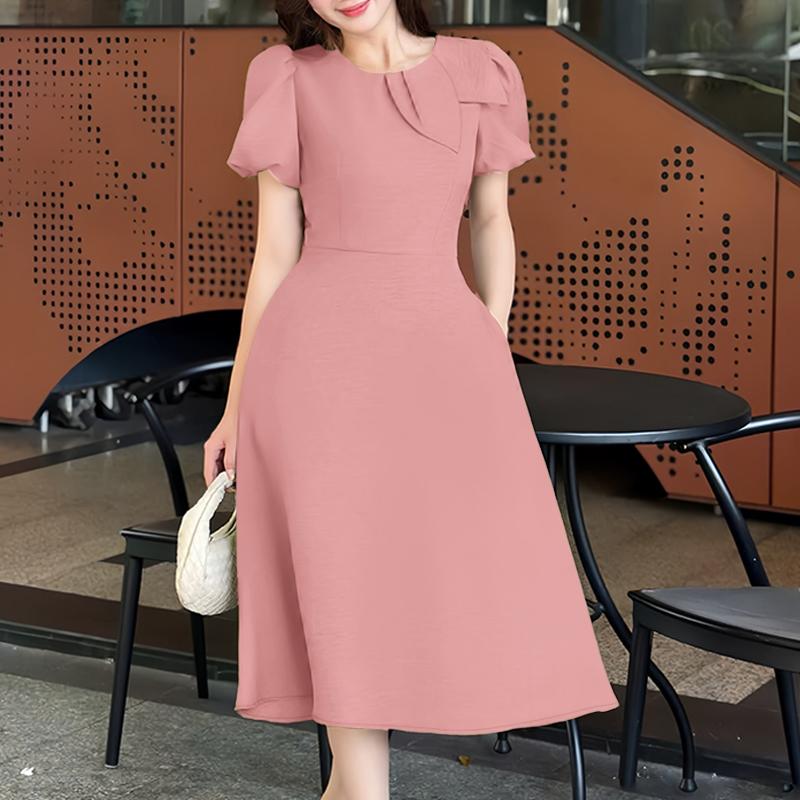 

ZANZEA Женское летнее повседневное элегантное платье с круглым вырезом и коротким рукавом XL розовый