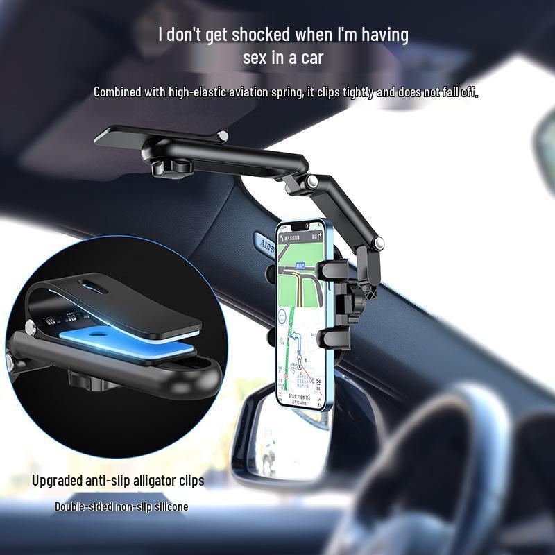 Black Technology Shockproof Car Rearview Mirror Phone Holder for TikTok Navigation