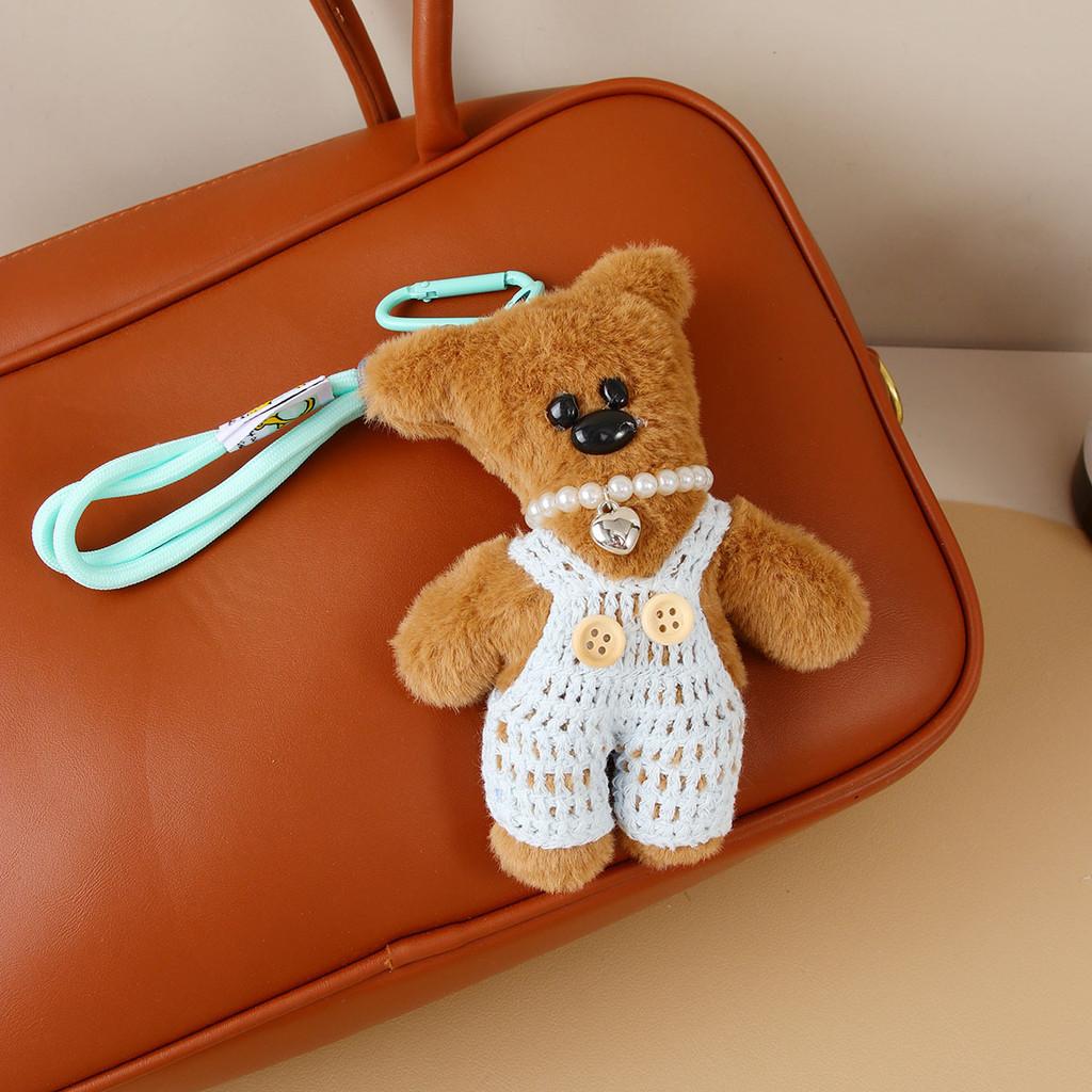 Plush Bear Keychain With Cartoon Design For Car And Bag Decor