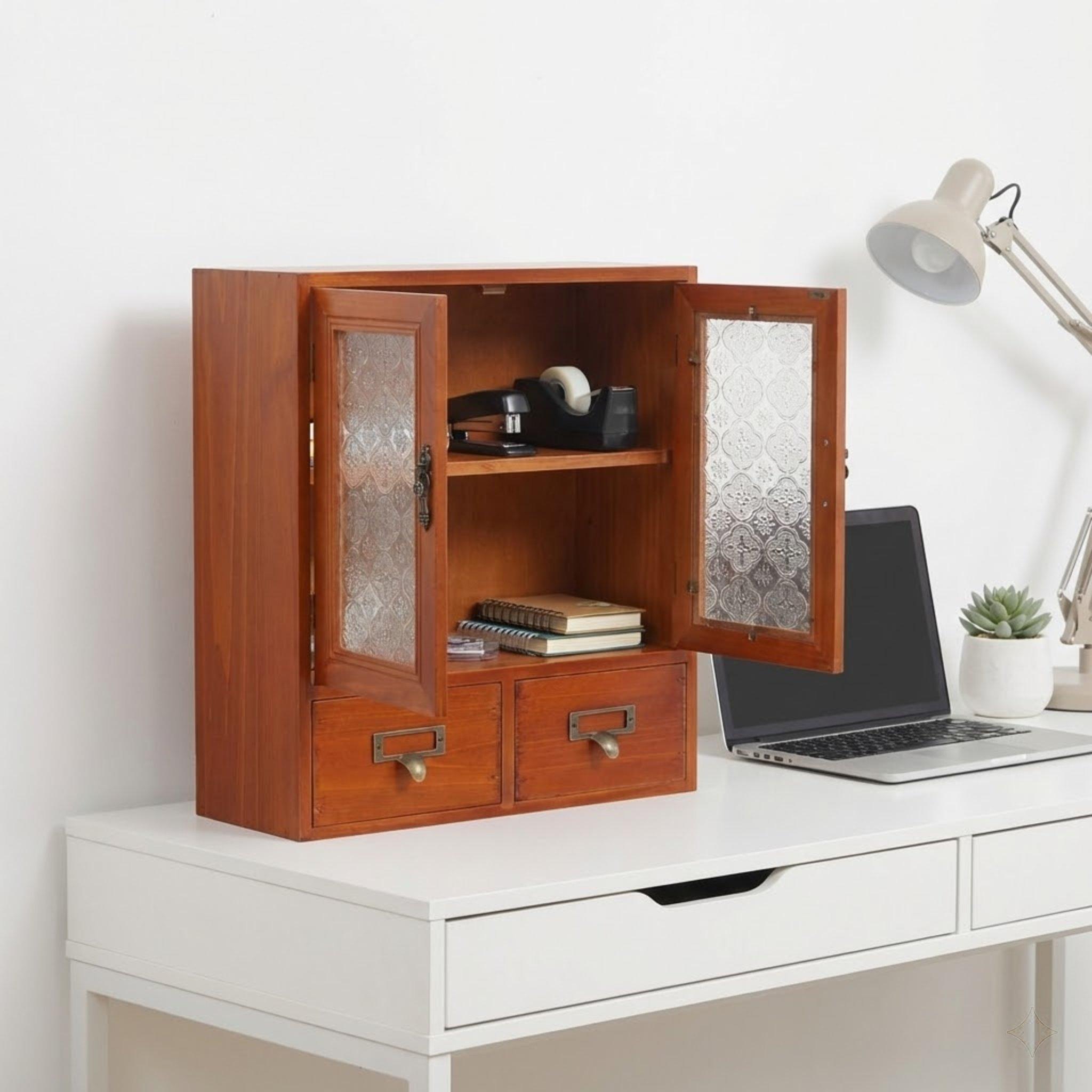 

Retro Wooden Countertop Organizer Box for Home Office and Kitchen Storage United States