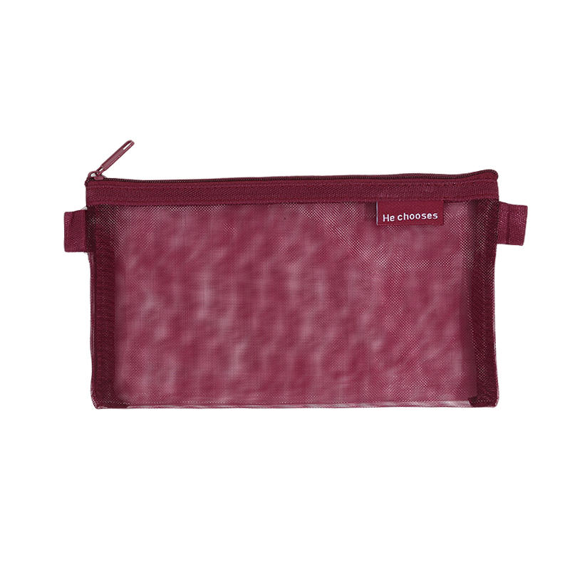 Simple Transparent Mesh Office Student Pencil Cases Nylon School Supplies Pen Box