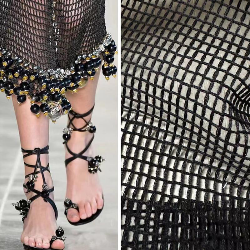 50*150cm Creative Cotton Mesh Fabric Hollow Texture Perspective Lace Clothing Designer Fabric For Sewing Apparel Costume