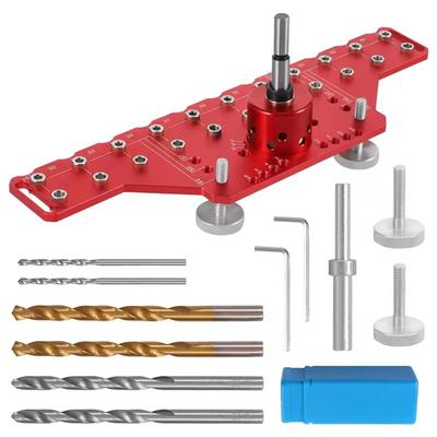 A03F-Woodworking Hole Drilling Guide Set For Cabinet Doors For Shelf Pins And Hinge Installation