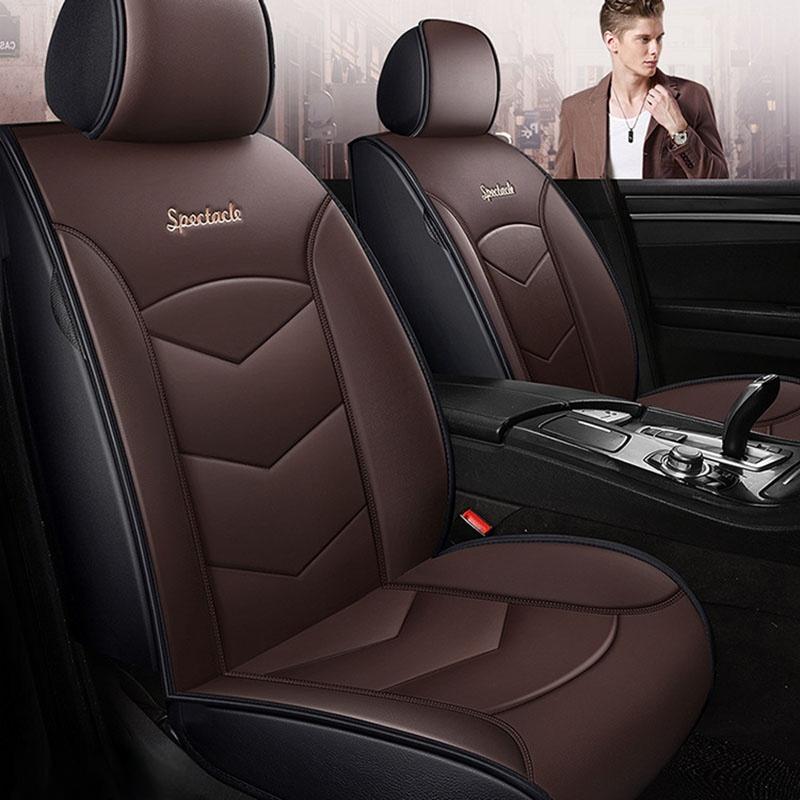 

Роскошные чехлы на сиденья из искусственной кожи, универсальные удобные чехлы для сидений для автомобилей, грузовиков, внедорожников, водонепроницаемые и дышащие(Только 1 чехол на переднее сиденье ) Front Single Seat кофейный