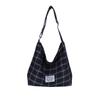 Casual plaid printed shoulder bag College style fashionable versatile tote bag large capacity textured messenger bag women