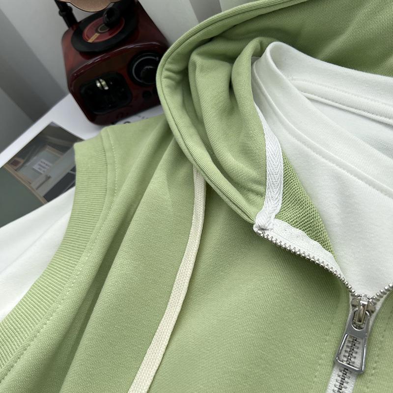Summer Men's Leisure Sports Hooded Vest Large Size Korean Version Loose Sleeveless Zipper Cardiga Waistcoat All-match Coats