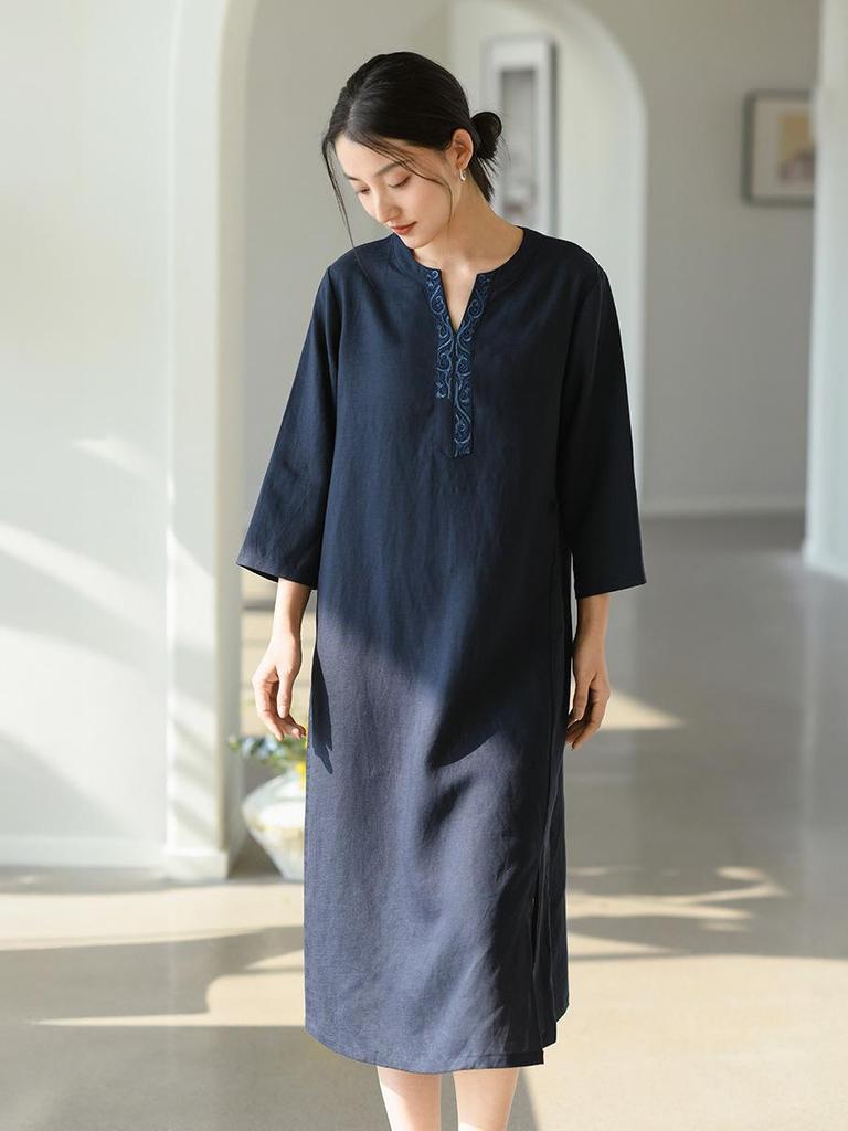 Lu & Andy Spring New Women’s Elegant Linen Slit Dress