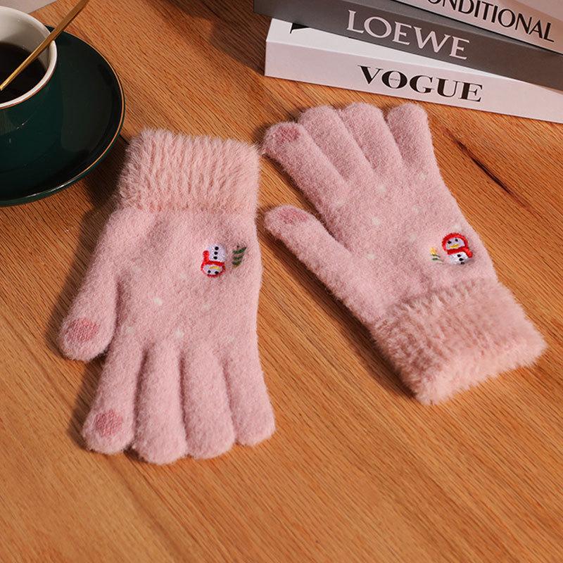 Winter Female Ins Cute Velvet Cold-proof Soft Girl Cycling Five-finger Cycling Season