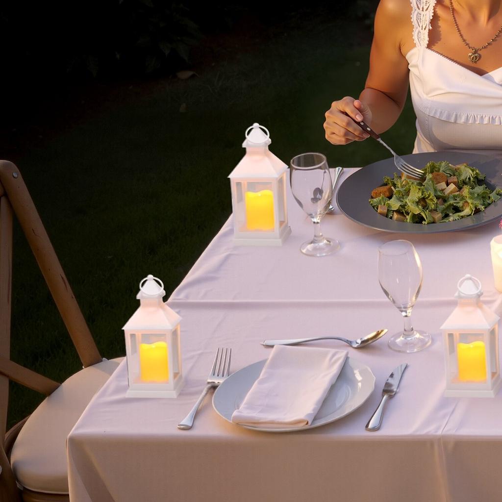 12 Pcs Decorative Candle Lantern, LED Electric Flameless Candle, Plastic LED Holder with Glass, Wall Hanging Indoor Porch Lanterns for Wedding Table