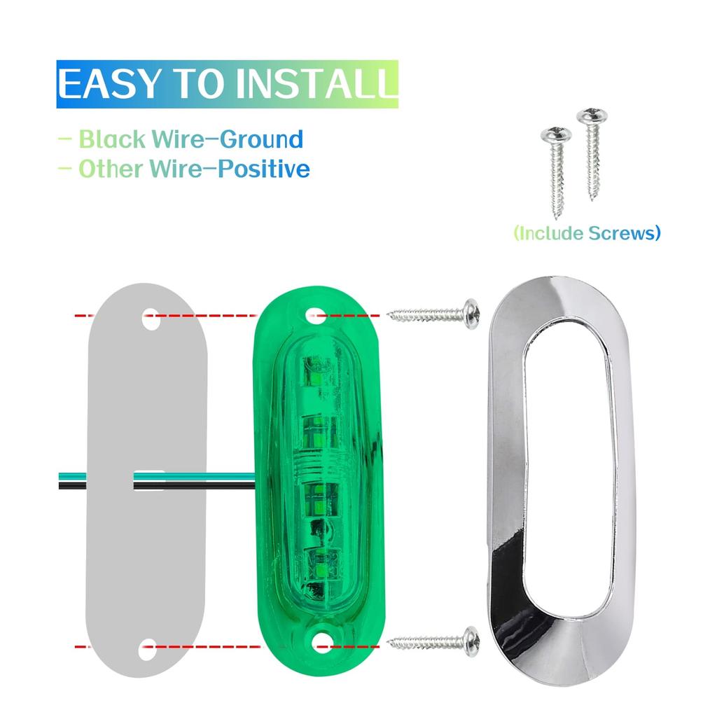LED Side Marker Light, 4-LED Side Lamp, 12V 24V High