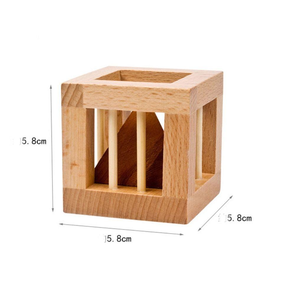 Cage Wooden Brain Teaser Puzzle Triangle Unlock Cage Apart Triangle Luban Lock  Teenager Gifts