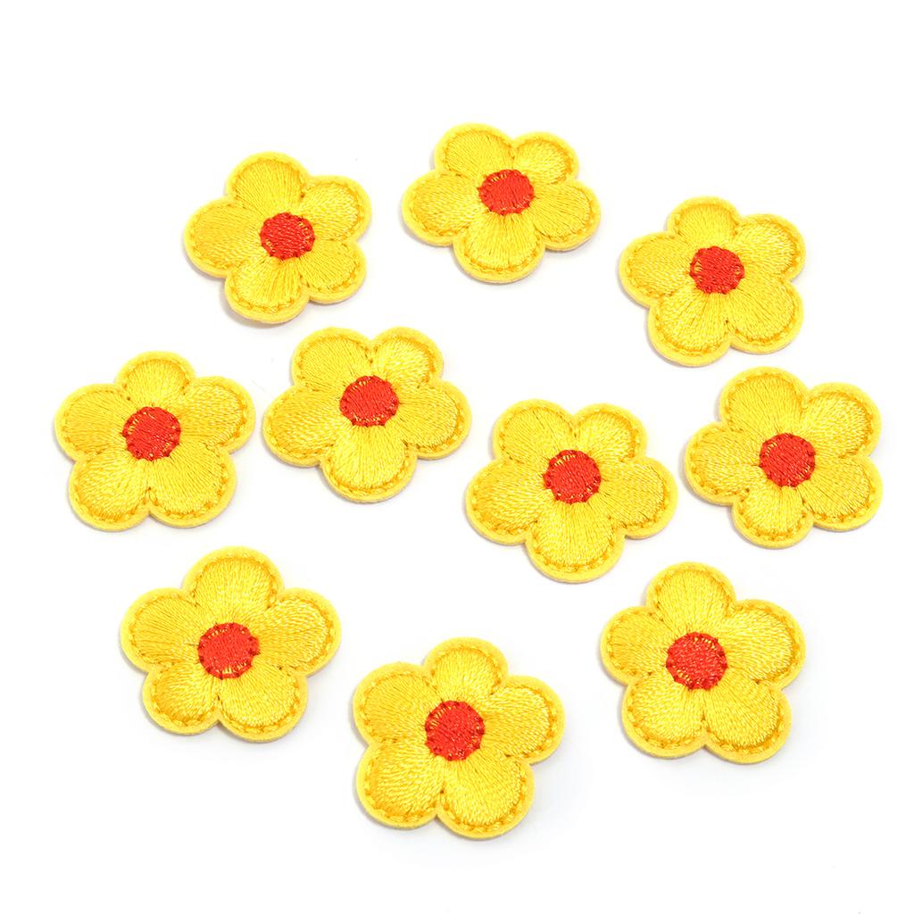 10Pcs Mini Flower Appliques Colorful Embroidery Cloth Patches Sticker DIY Crafts Clothing Headwear Dress Bags Sewing Accessories