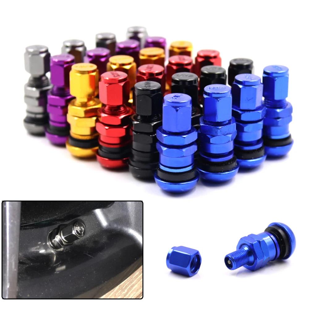 4Pcs Car Truck Motorcycle Valve Short Stems Metal Bolt Tire Valve Stem Kit with Dust Cap Stem Caps1