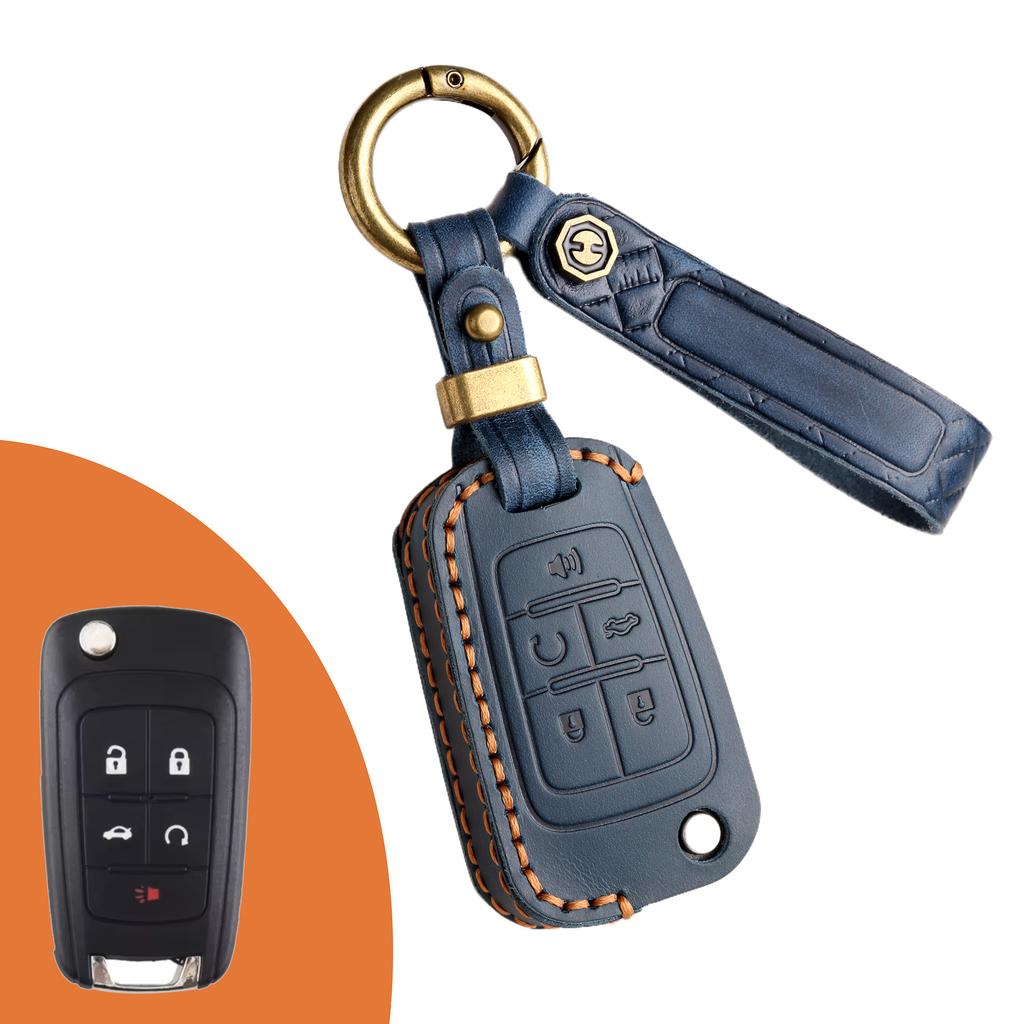 Car key cover is suitable for Buick folding key cover, Chevrolet car key bag, handmade leather.