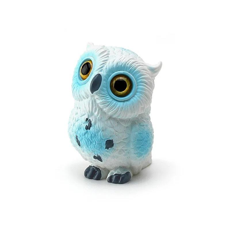 Miniature Cartoon Simulation Owl Figurine Realistic Resin Bird Decoration Cute Kawaii Collectible Home Desktop Figurines