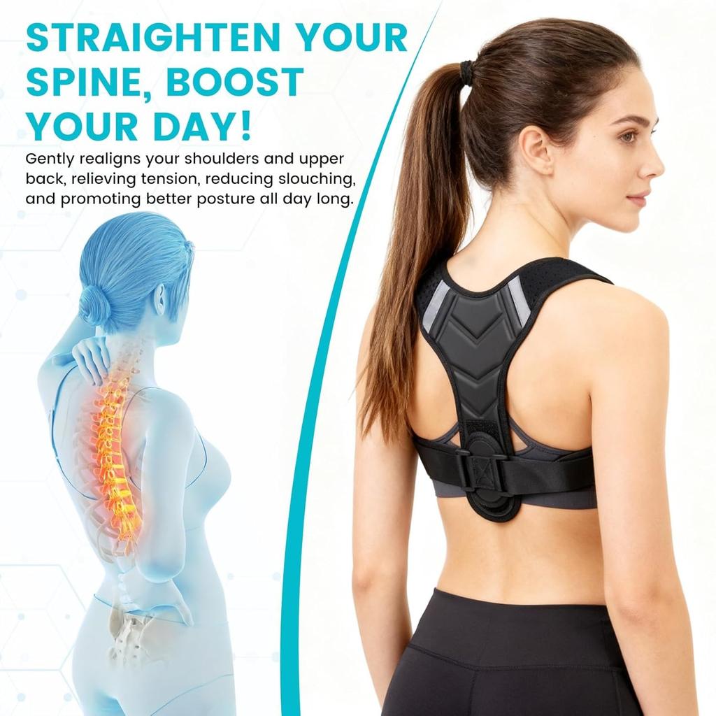 1pcs Posture Corrector for Men & Women, Adjustable Back Brace & Straightener for Office, Home & Daily Use, Relieve Back Pain