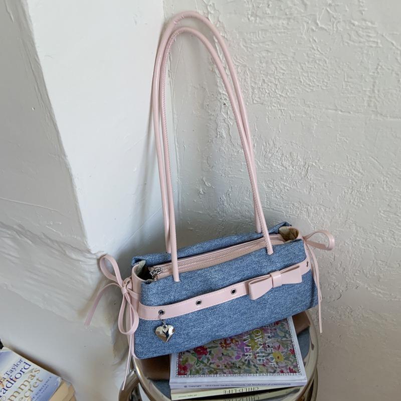 Summer Sweet Fashion Bow Armpit Bag Women's New Versatile High-end Single Shoulder Baguette Bag