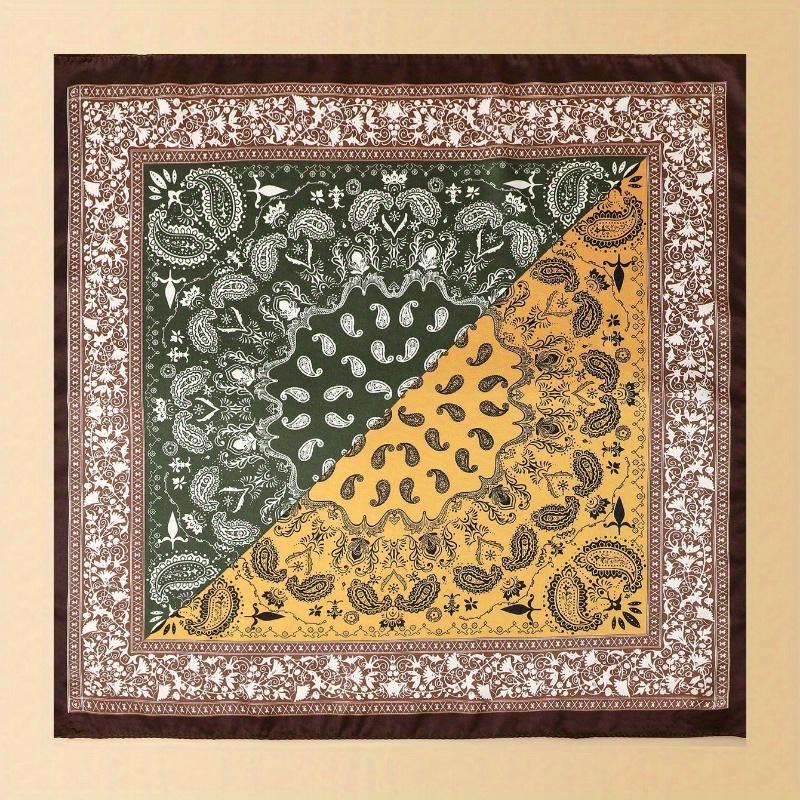 

1 шт. Мужской модный универсальный бандана-шейный платок из искусственного шелка с принтом «пейсли» и лоскутным узором, 60 см Brown Edge разноцветный