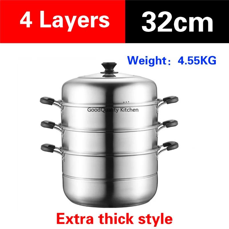 

304 stainless steel multi-layer thickened steamer Electromagnetic stove gas stove suitable for steamer Large steamer Household