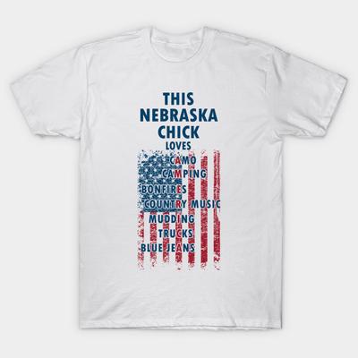 T Shirt kobiety Nebraska Chick Funny Usa Country Girls duma prezent Harajuku Print Kawaii Tshirt lato z krótkim rękawem koszulka damska Top Tee