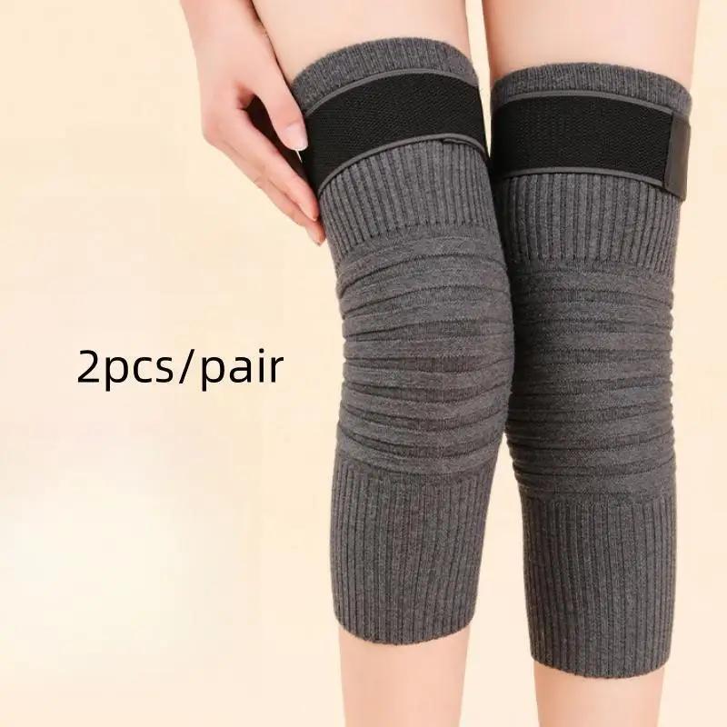 Cashmere Knee Support Brace Warm Thermal Wool Kneepad Thicken Pads for Men Women Winter M серый