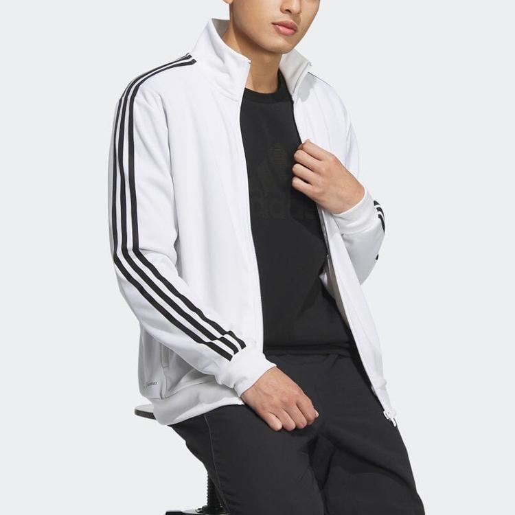 Adidas Colorblock Striped Logo Embroidered Stand Collar Jacket Men Jacket White IA9448