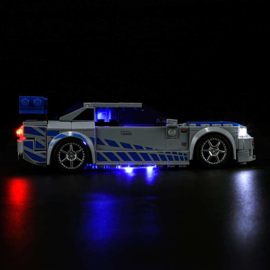 Gör-det-själv LED-belysningskit för LEGO Speed Champions 76917 2 Fast 2 Furious – Nissan Skyline GT-R (R34) Byggklossleksaker Justerbara Belysningstillbehör