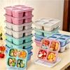 2pcs 4-compartment Bento Boxes with Lids, Microwave & Dishwasher Safe, 4 Colors, Ideal for Meal Prep, Office, Camping & School